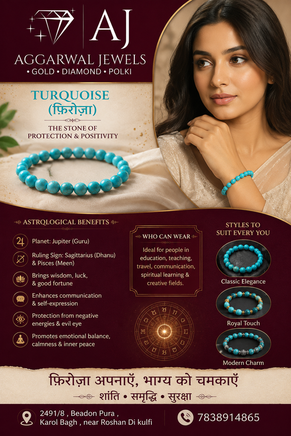 Turquoise beaded bracelet with round blue-green stones on elastic band